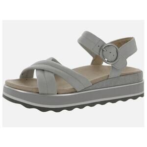 Vionic Reyna Vapor Leather Sandals Gray Size 8.5 NIB Slingback Wedge Slides